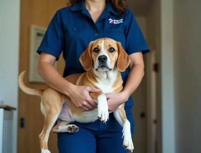 Technician respectfully transporting a deceased dog in Avondale Heights